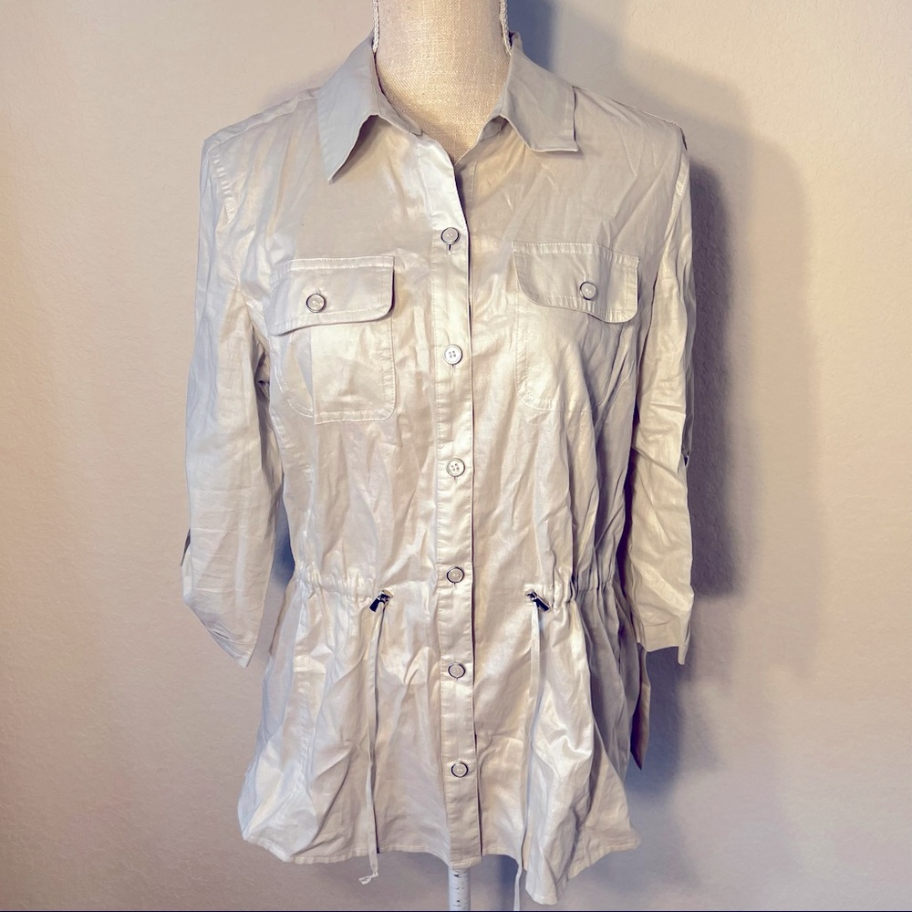 Chicos 100% cotton off white cream blouse
